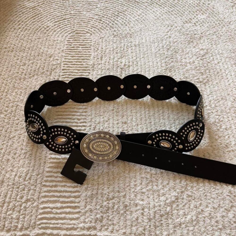 Black and silver detailed belt